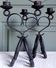 2 double brutalist candle holders in hand-forged iron. Folk art 1960.