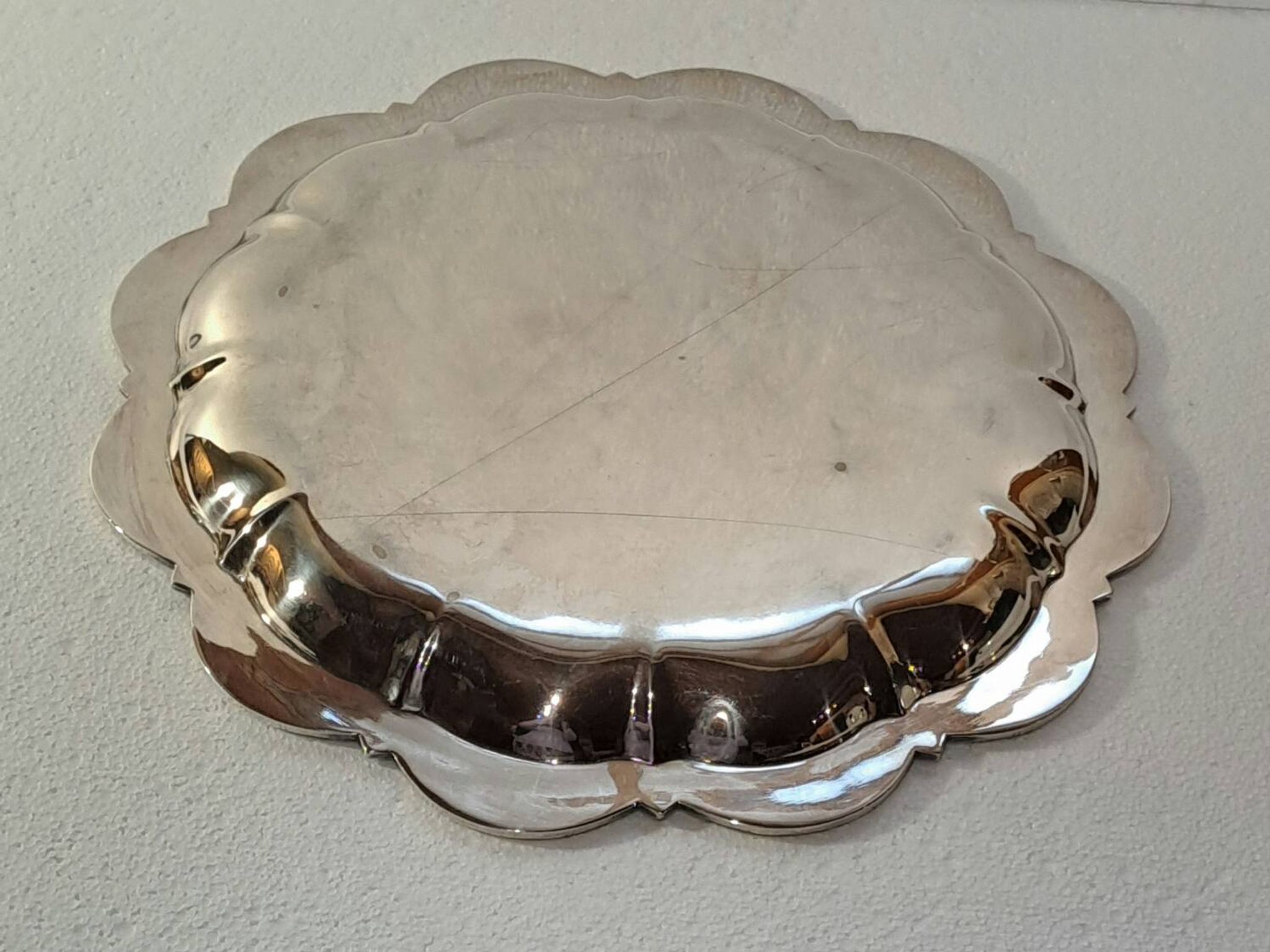 Plat rond métal argenté Alpacca Berndorf