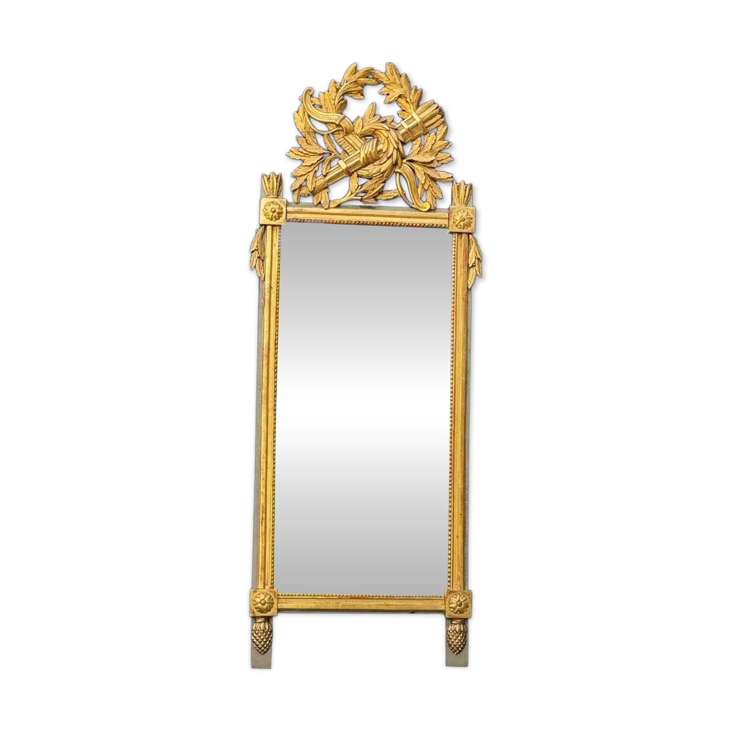 Louis XVI carved and gilded wood mirror, late 18th century