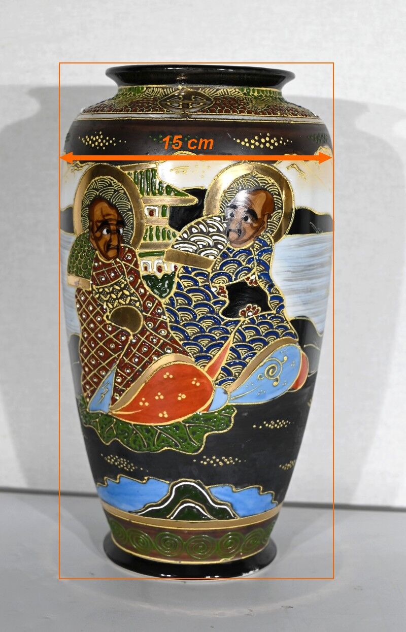 Pair of satsuma vases in japanese porcelain – early twentieth