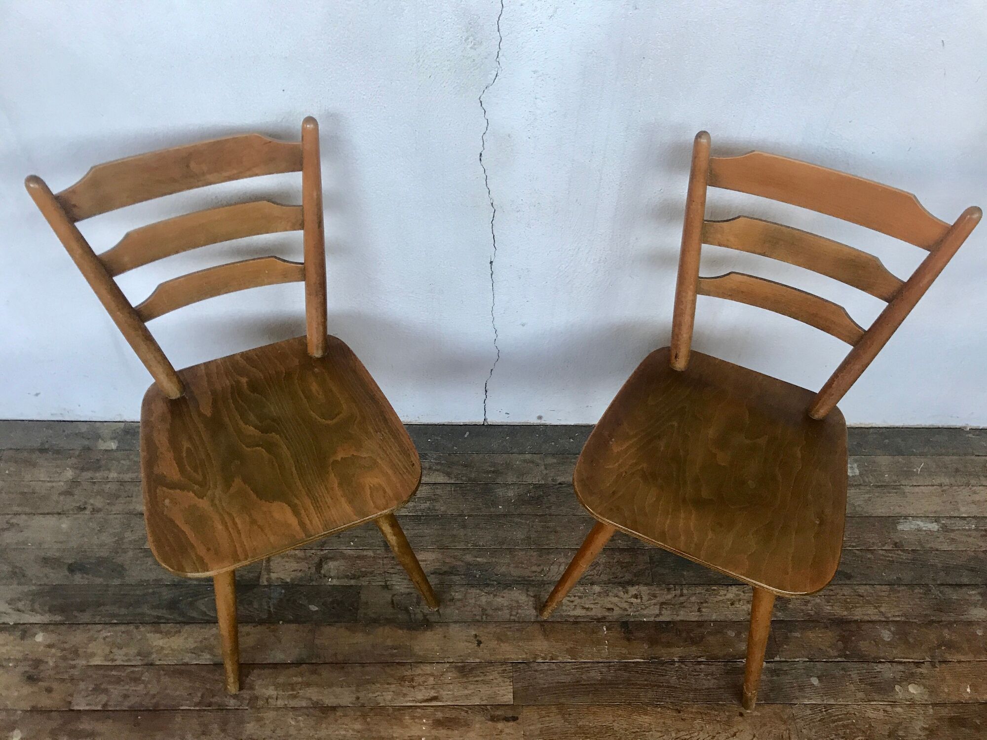 Series of 20 Scandinavian chairs or vintage wooden bistro