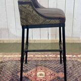 Série de 5 tabourets style industriel en métal et cuir, travail moderne