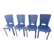 4 blue leather chairs brand Dad