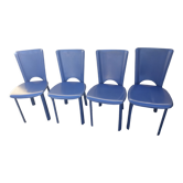 4 blue leather chairs brand Dad