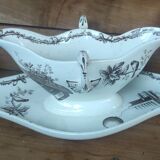 Ancien Plat Ancienne Saucière Terre De Fer HB & Cie/Art De La Table /Sépia