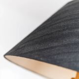 Temde Mid-Century Ceiling Light with dark charcoal silk shade and wooden center column