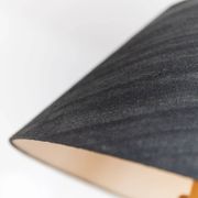 Temde Mid-Century Ceiling Light with dark charcoal silk shade and wooden center column