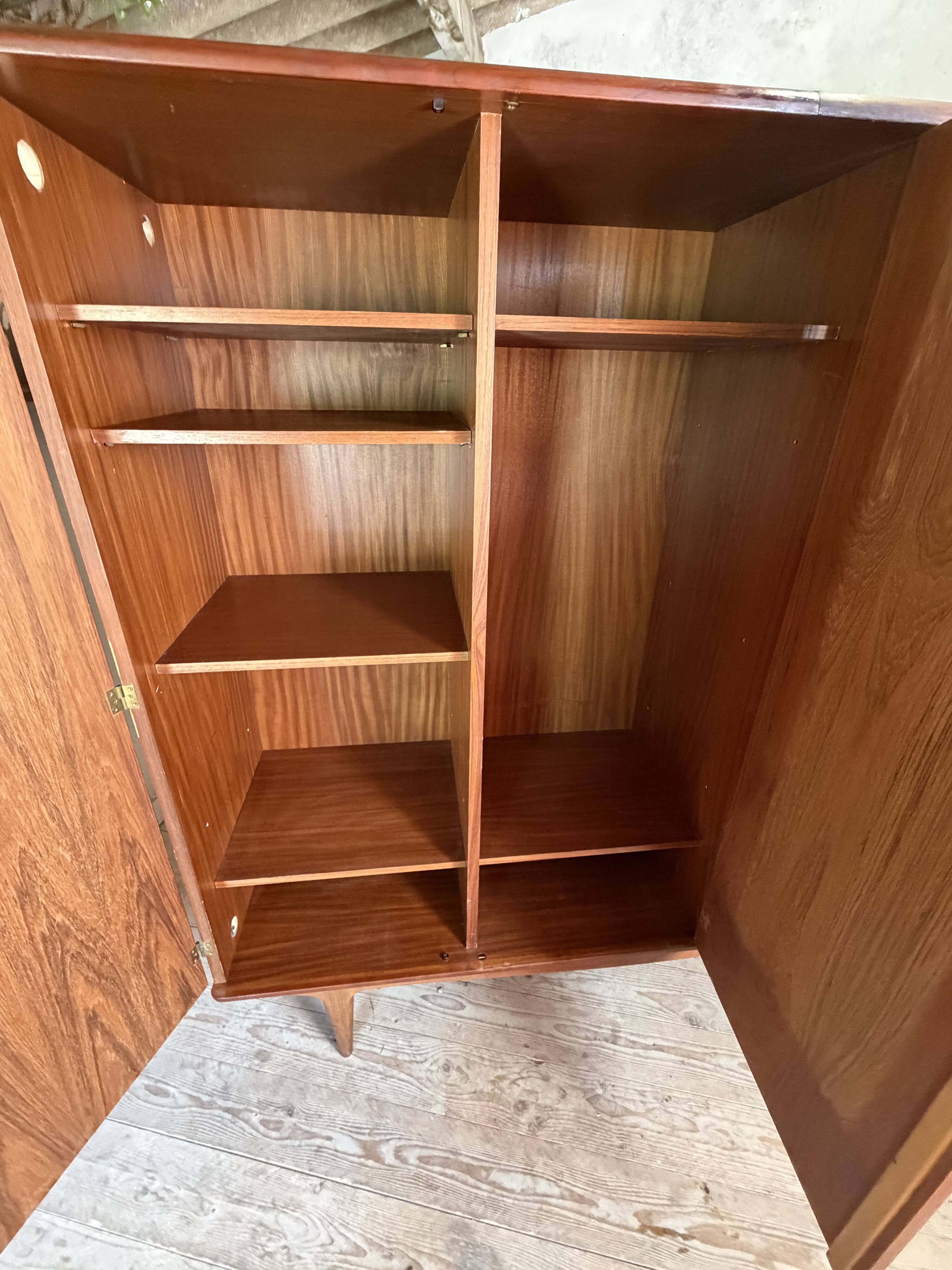 Vintage Scandinavian wardrobe in teak