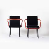 Ettore Sottsass Memphis Mandarin Chair for Knoll reupholstered in cotton velvet