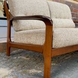 Teak and two-seater wool sofa from the 60s