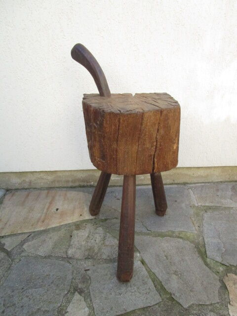 Antique wooden milking stool