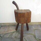 Tabouret de traite ancien en bois