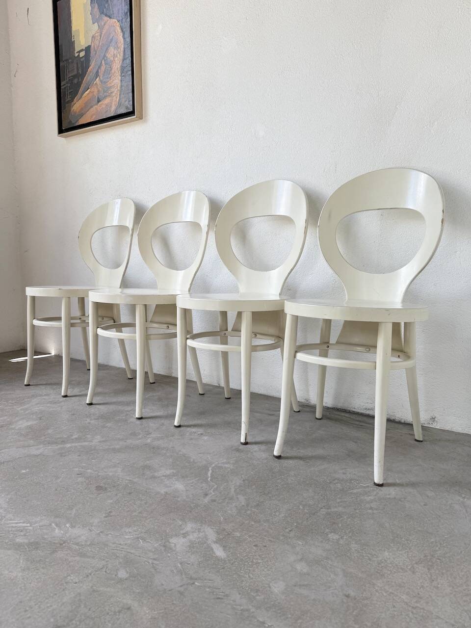 Set of 4 Baumann bistro chairs, Mouette model