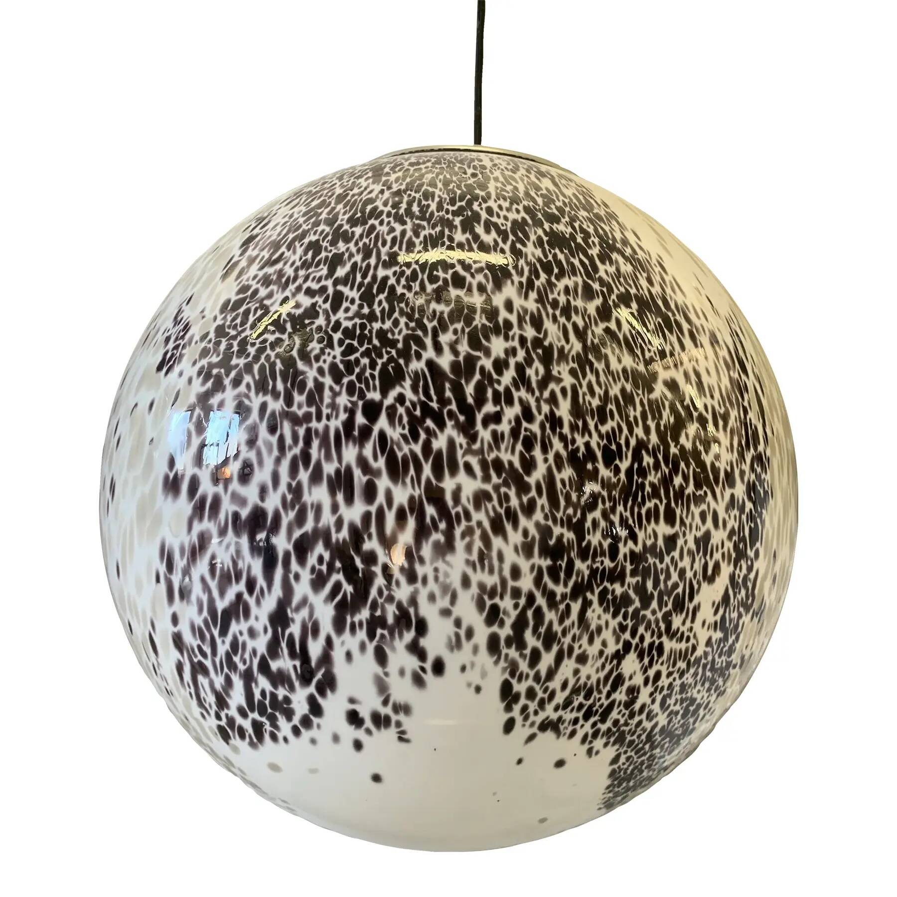 Brown and Beige Murrine Milky-White Sphere in Contemporary Murano-Style Glass