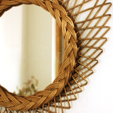 Mirror in golden rattan 42x42cm