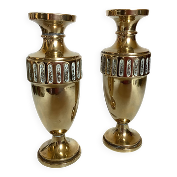 Pair of brass vases