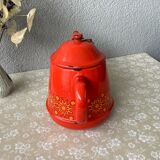 Vintage red enamelled teapot