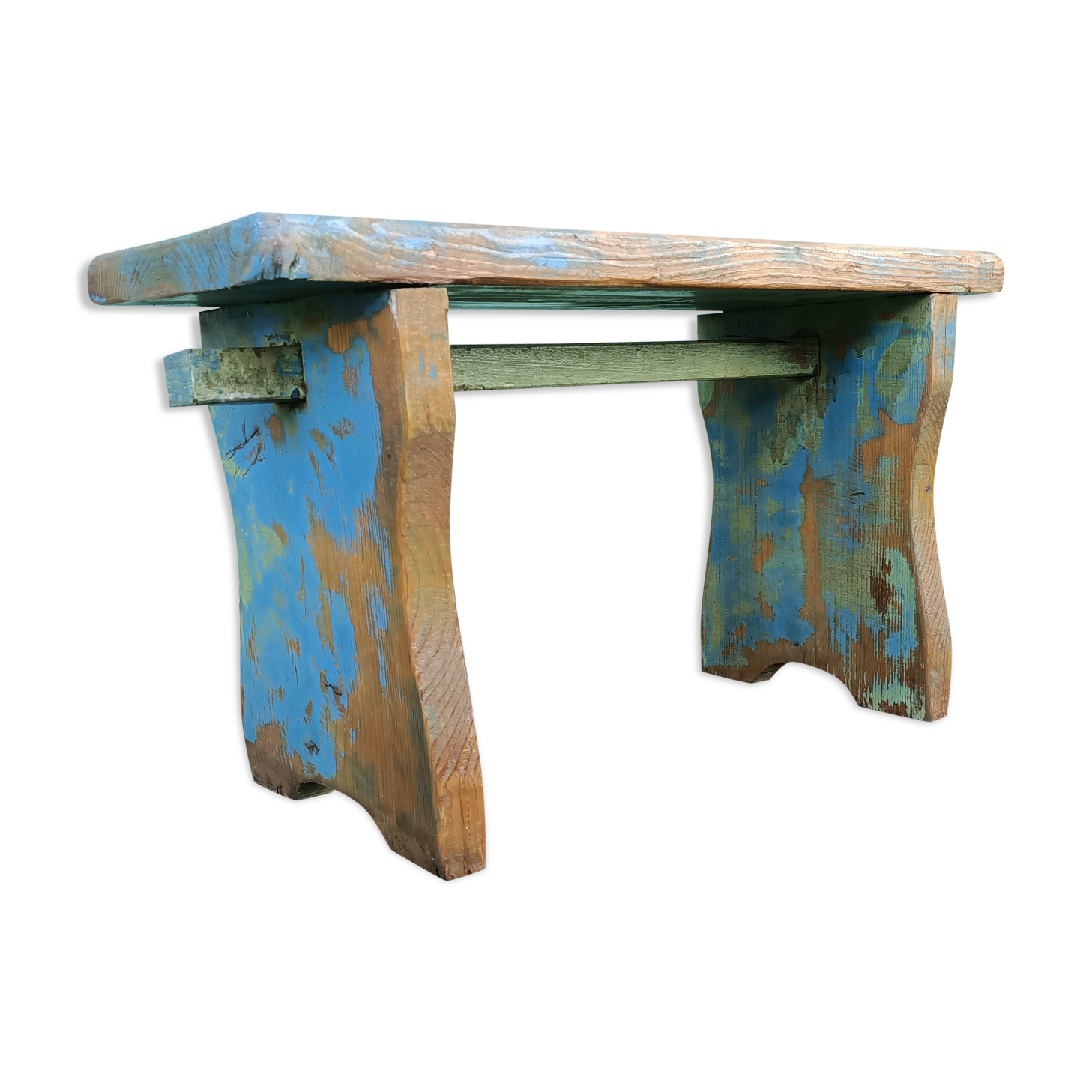 Banc repose-pieds patiné
