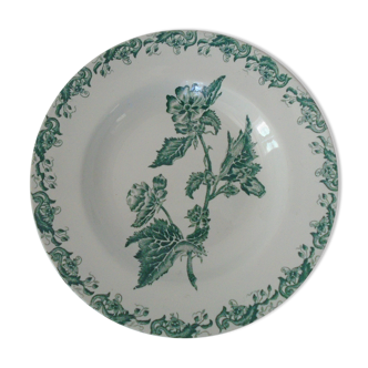 Assiette saint amand décor vert richelieu fleur  al . mb faience france