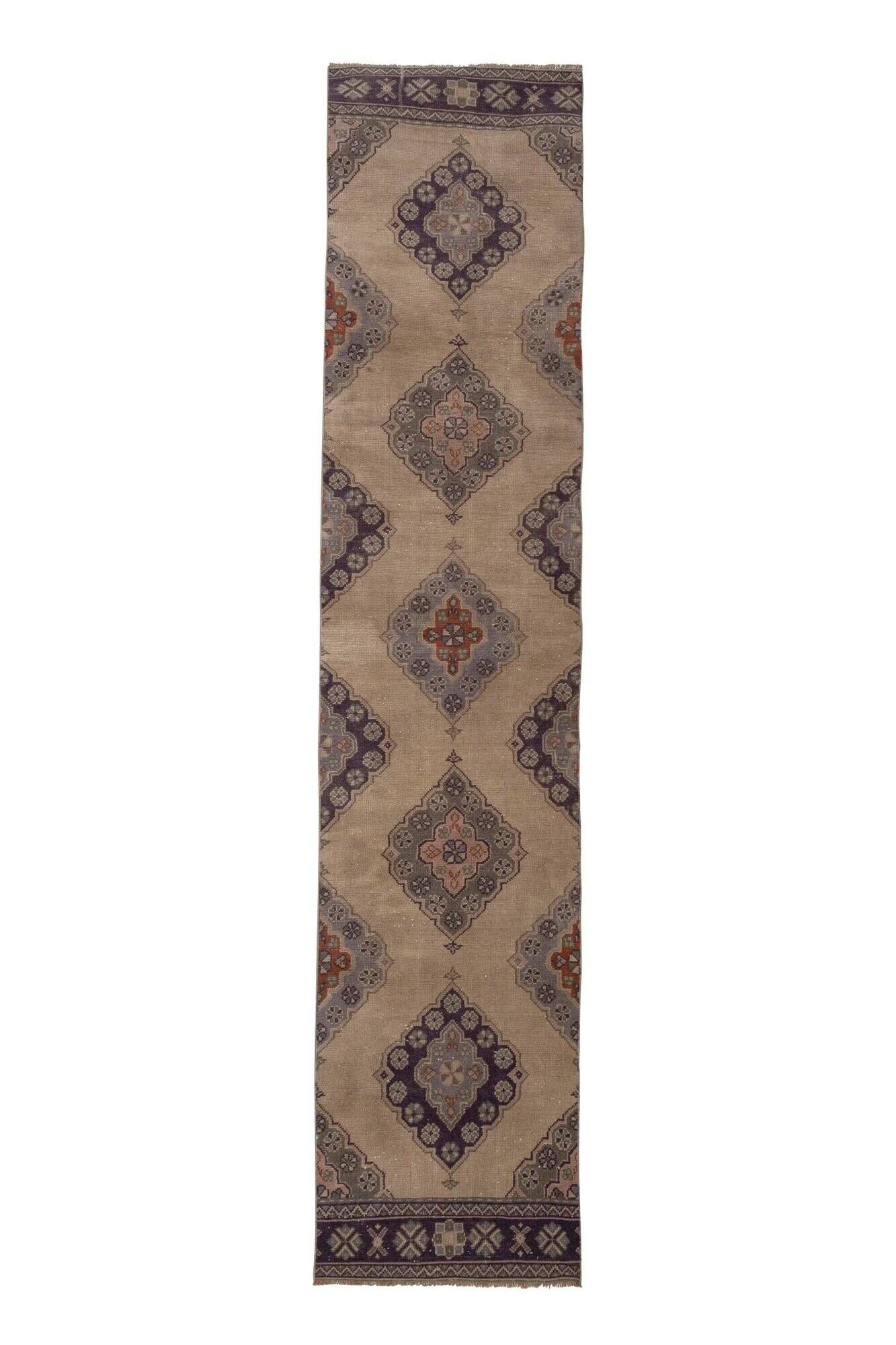 Vintage Turkish hallway rug 75x348 cm