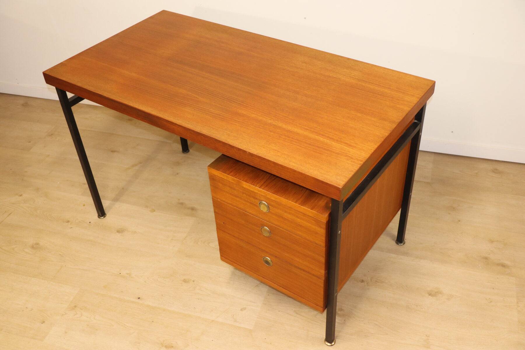 Bureau vintage en teck & métal – années 60