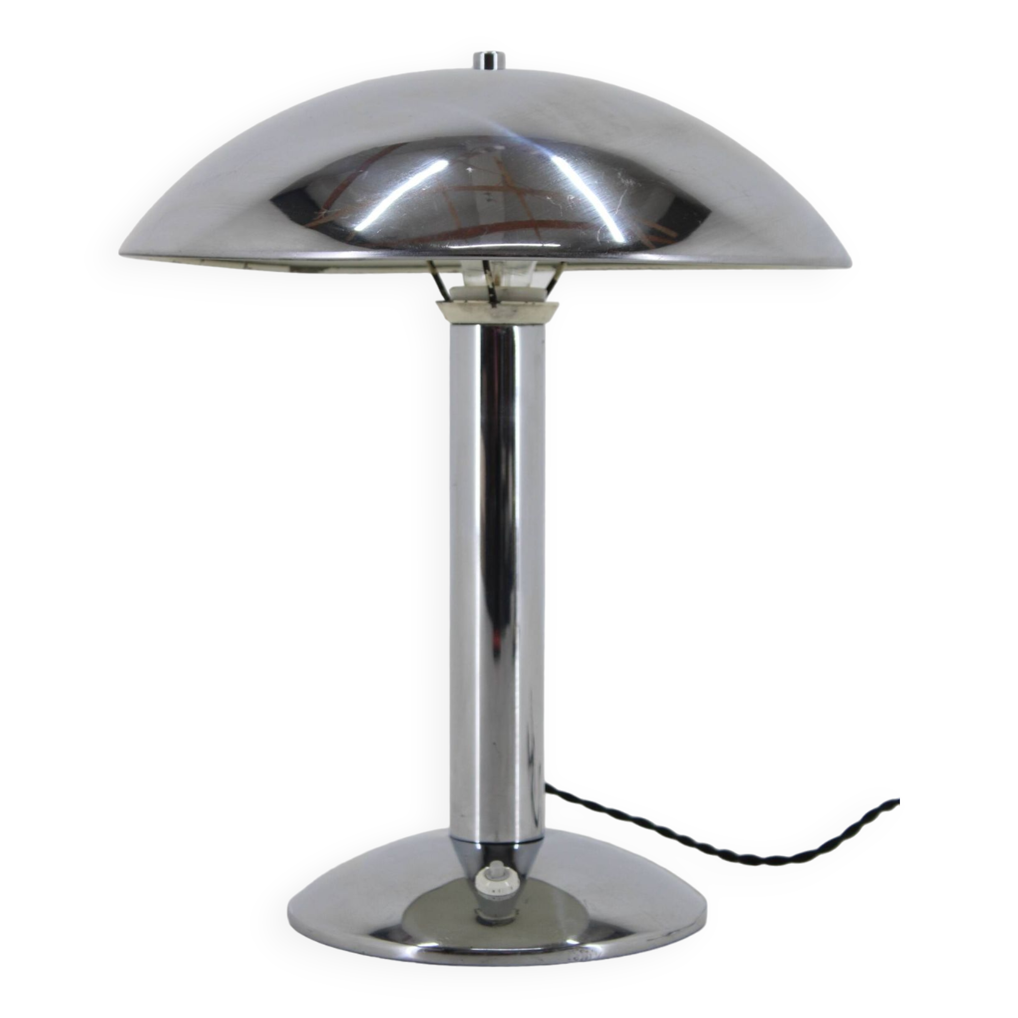 1930s Art Deco Chrome Plated Table Lamp , zechoslovakia
