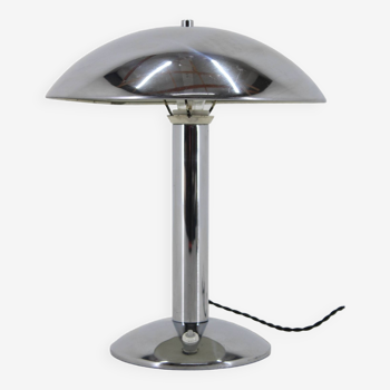 Lampe de table en métal chromé Art déco, 1930 Tchécoslovaquie