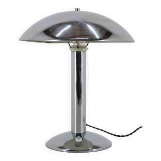 1930s Art Deco Chrome Plated Table Lamp , zechoslovakia