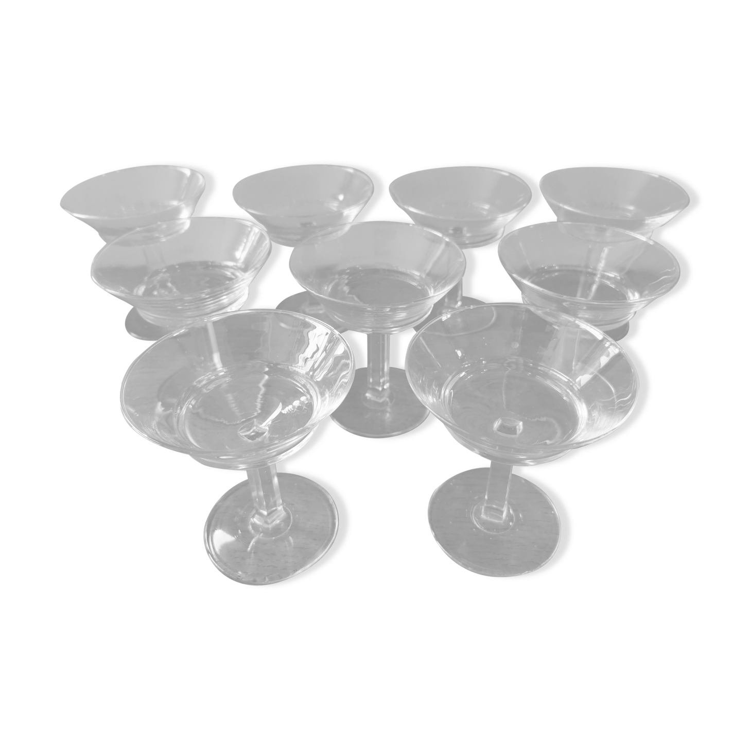 Suite of 9 old champagne glasses