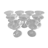Suite of 9 old champagne glasses
