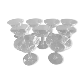 Suite of 9 old champagne glasses