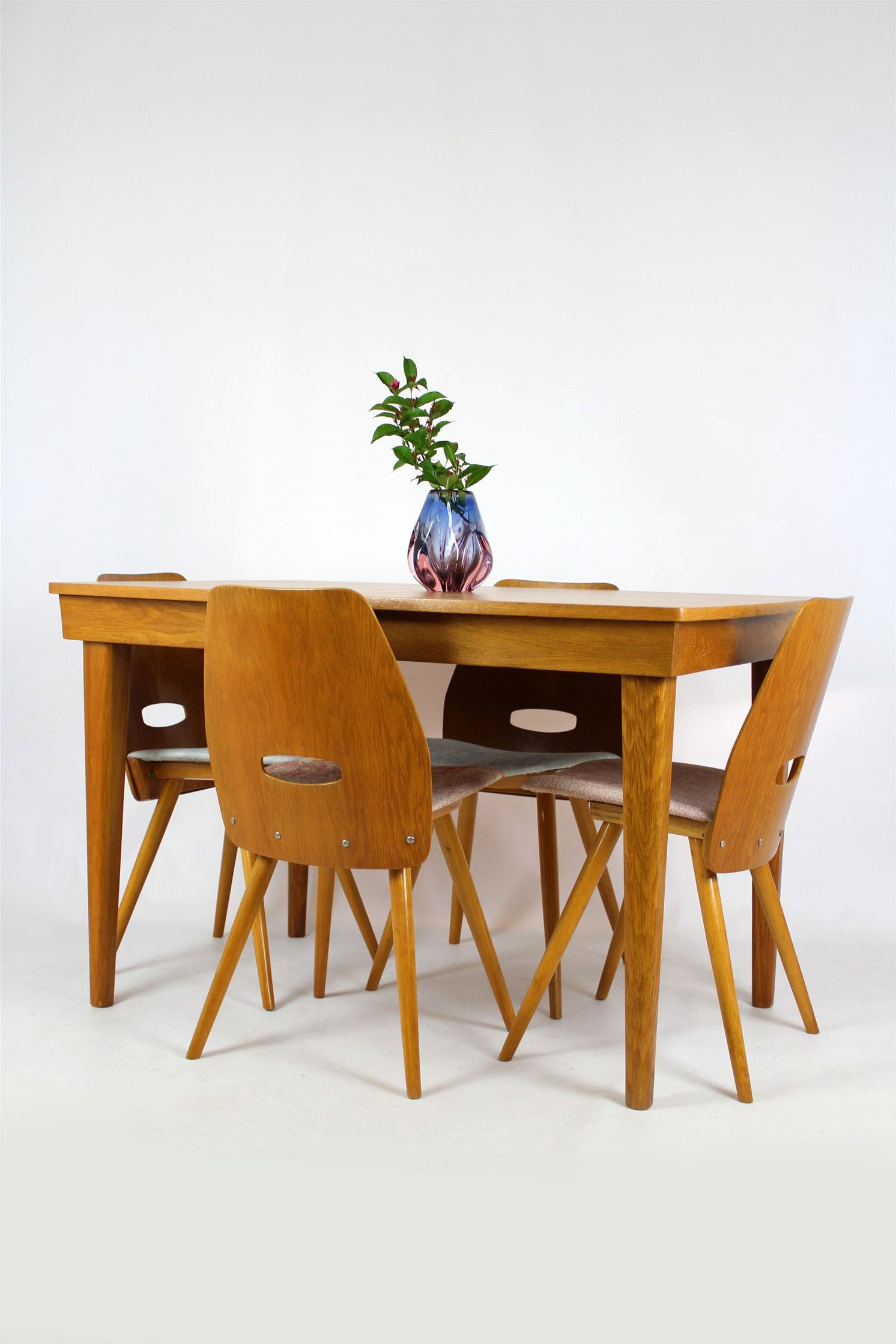 Oak veneered folding dining table from UP Závody 1960 s