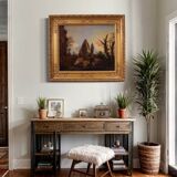 Great Capriccio Painting with Classical Ruins and Figures from the 18th Cen