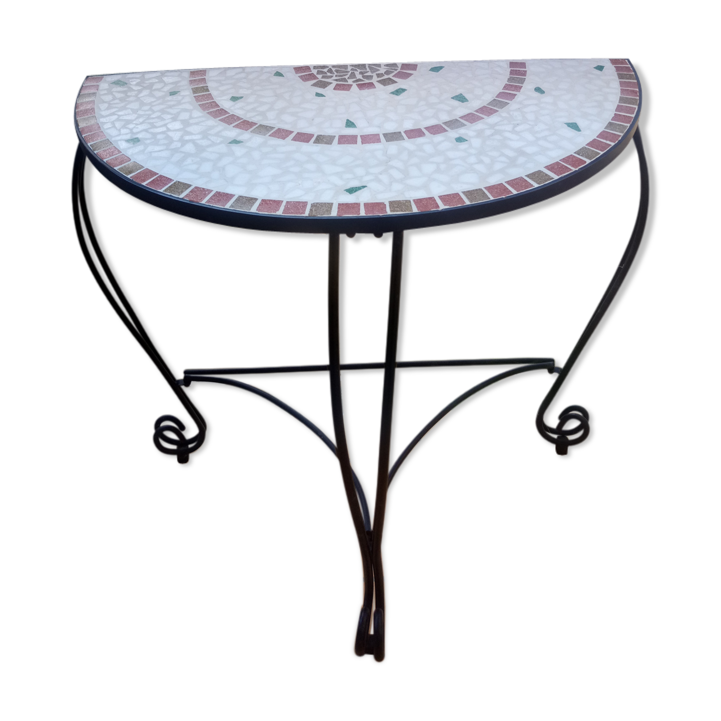 Console demi-lune mosaïque et fer forgé | Selency