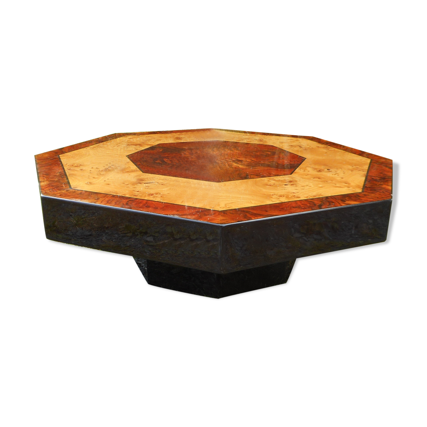 Table basse en loupe années 70 par Guy Lefevre pour la maison Jansen