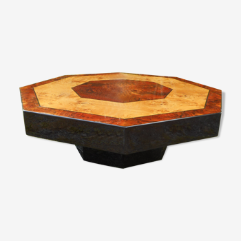 Table basse en loupe années 70 par Guy Lefevre pour la maison Jansen