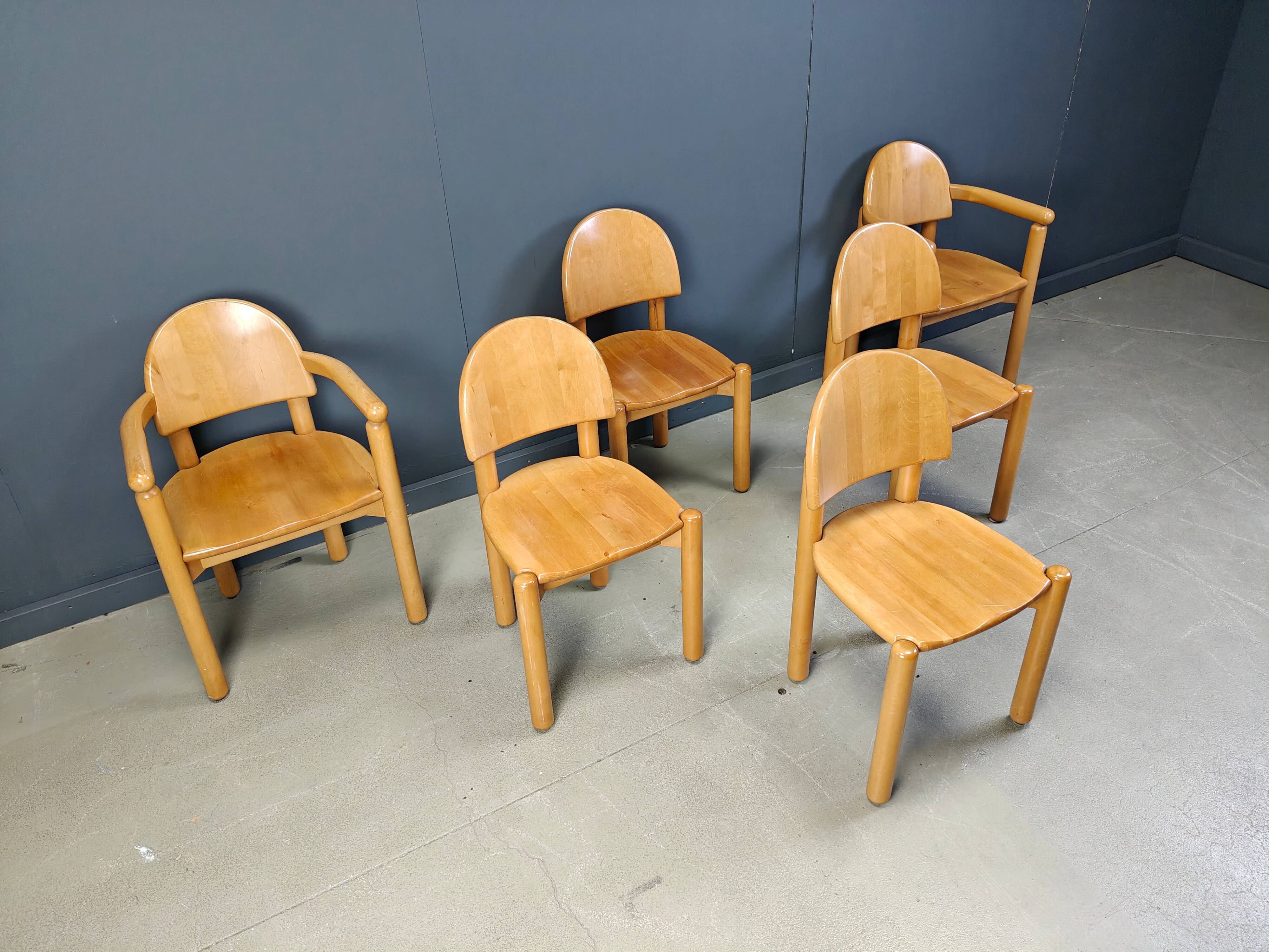 Rainer Daumiller pine wood dining chairs for Hirtshals Savvaerk set of