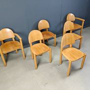 Rainer Daumiller pine wood dining chairs for Hirtshals Savvaerk set of