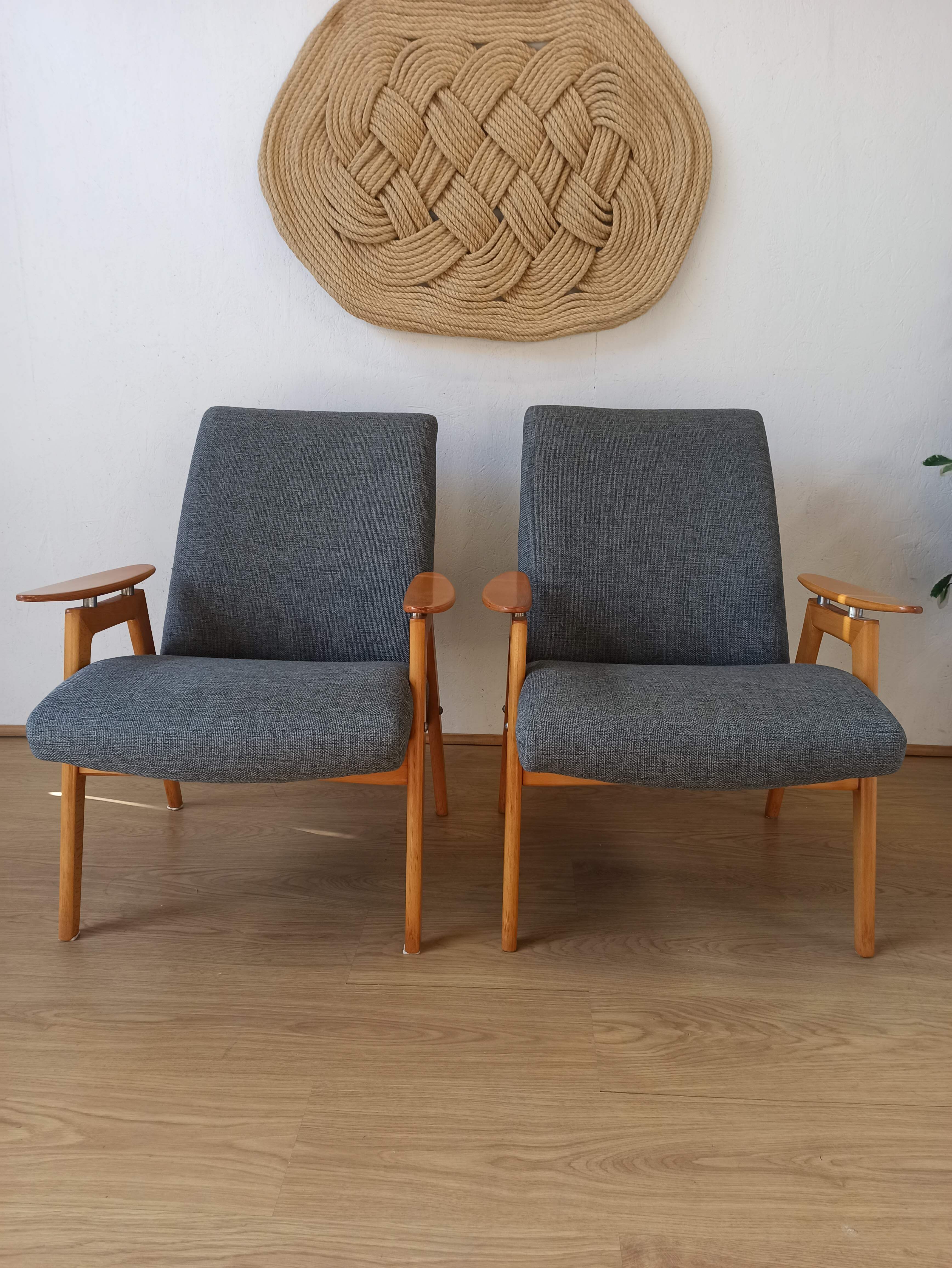 2 designer armchairs by j. šmidek, 1970s.