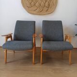 2 designer armchairs by j. šmidek, 1970s.