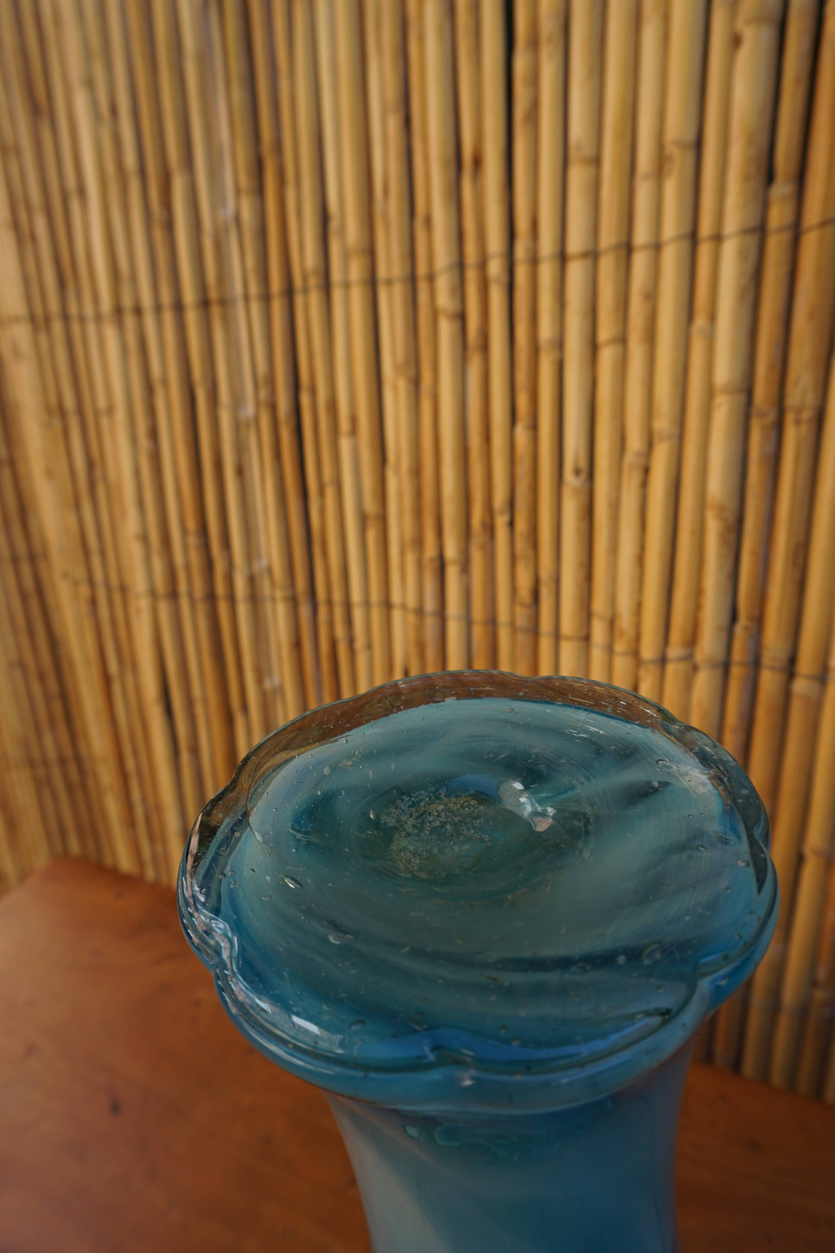 Blown glass vase in flower shape