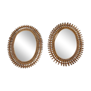 Paire de miroirs rotin - franco albini