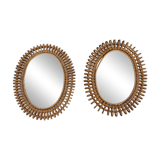 Pair of rattan mirrors attributed to Franco Albini, Italy 1950.
