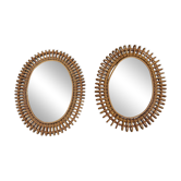 Pair of rattan mirrors attributed to Franco Albini, Italy 1950.