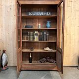 Old display case with bubbled glass