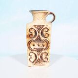 Vintage vase W-Germany, 1960s, thick lava vase with flowers.