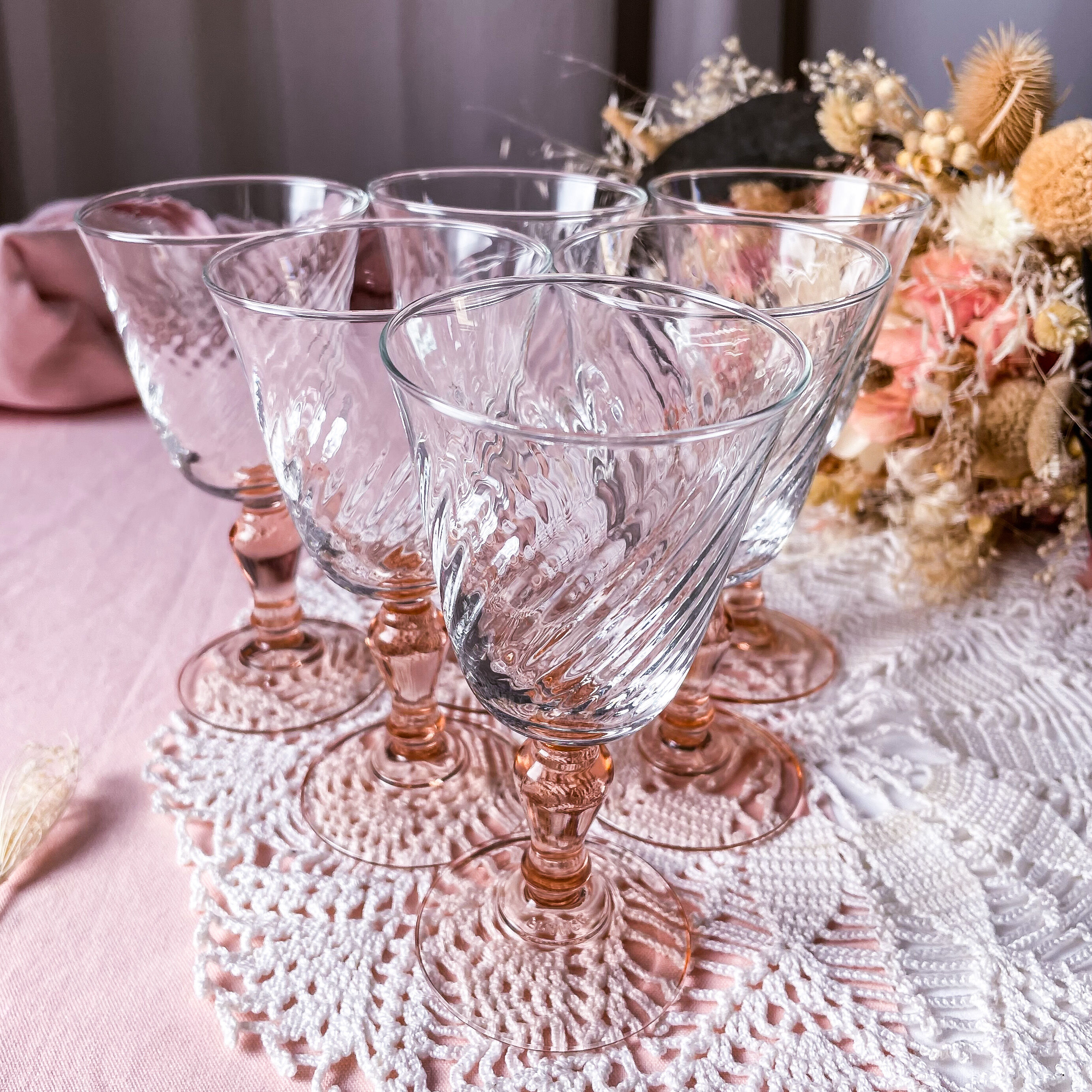 6 two-tone Rosaline white wine glasses