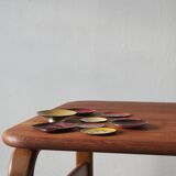 Vintage Brass & Enameled Plates, Set of 9