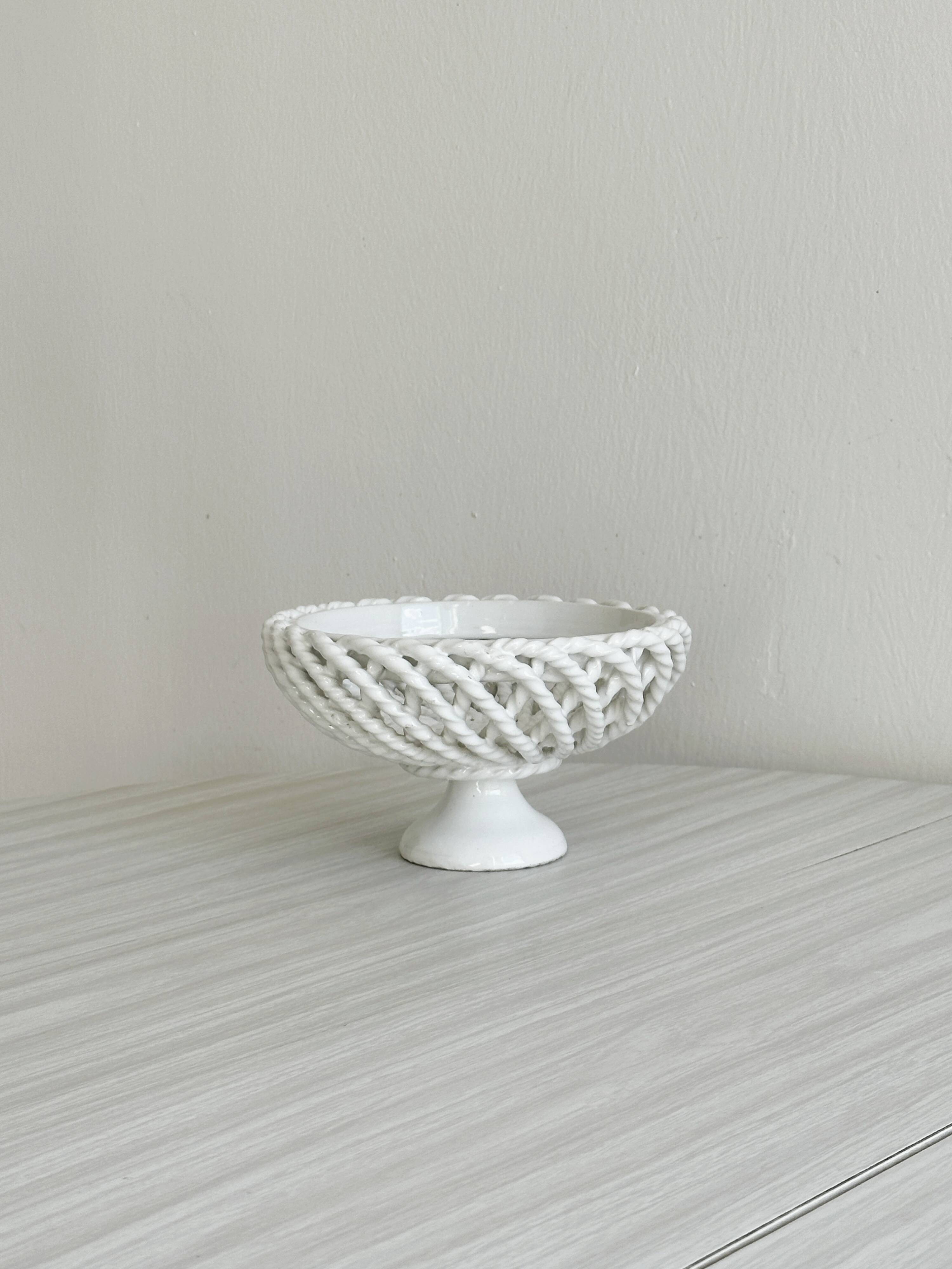 Openwork white porcelain bowl