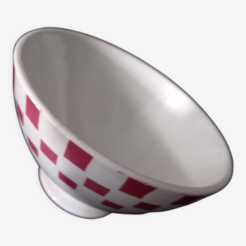 Bowl badonviller art deco red checkerboard patterns